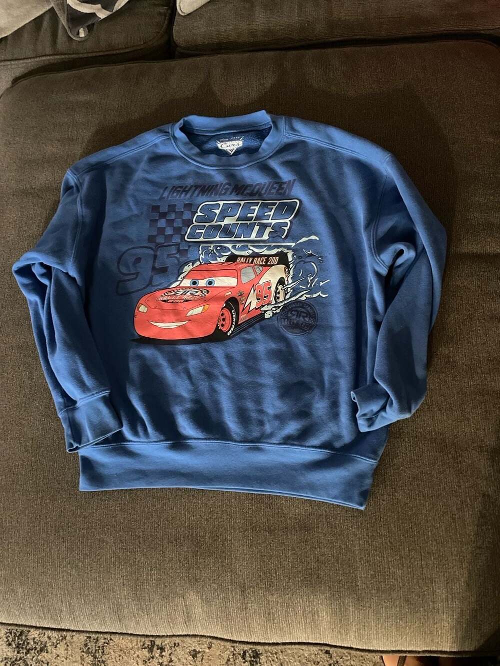 Disney Pixar Cars Lightning McQueen Speed Counts Blue Sweatshirt